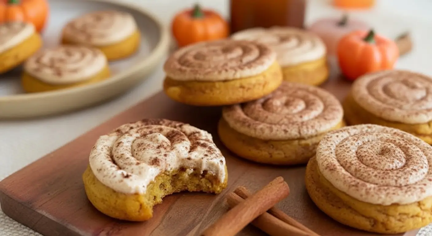 Soft Pumpkin Cookies with Cinnamon Frosting