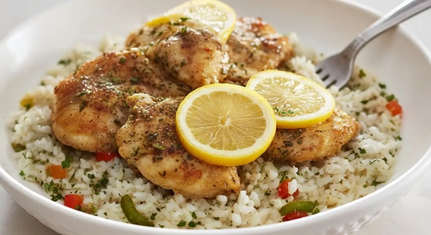 Slow Cooker Lemon Herb Chicken and Rice