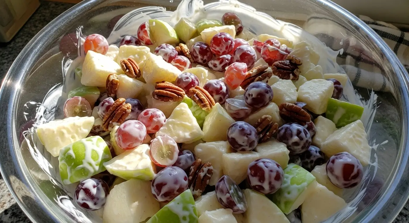 Creamy Apple Salad with Grapes & Pecans