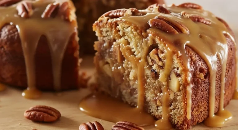Apple Pecan Cake With Caramel Glaze