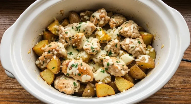 Crockpot Garlic Parmesan Chicken and Potatoes