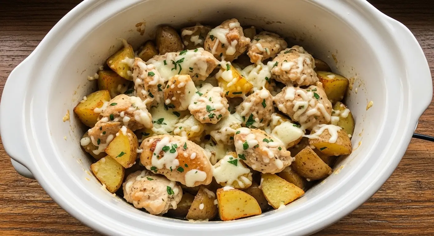 Crockpot Garlic Parmesan Chicken and Potatoes
