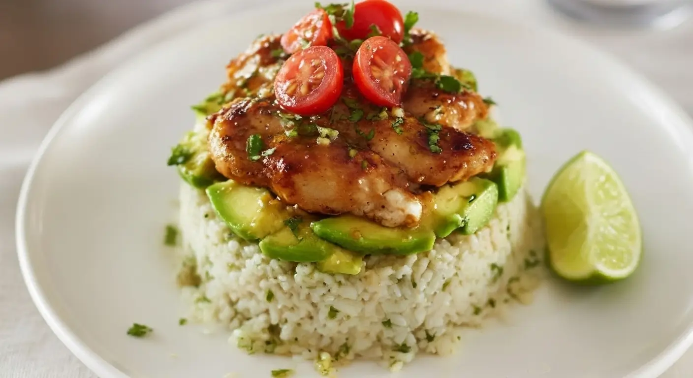 Honey Lime Chicken & Avocado Rice Stack