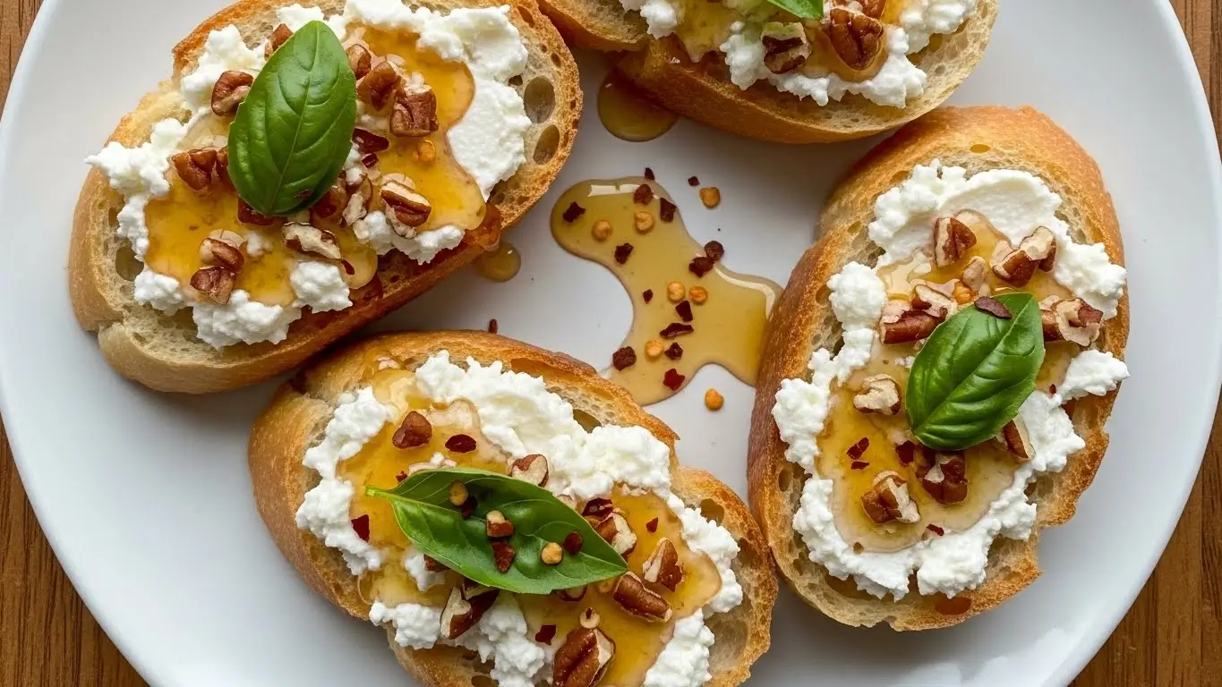 Whipped Feta Crostini with Hot Honey