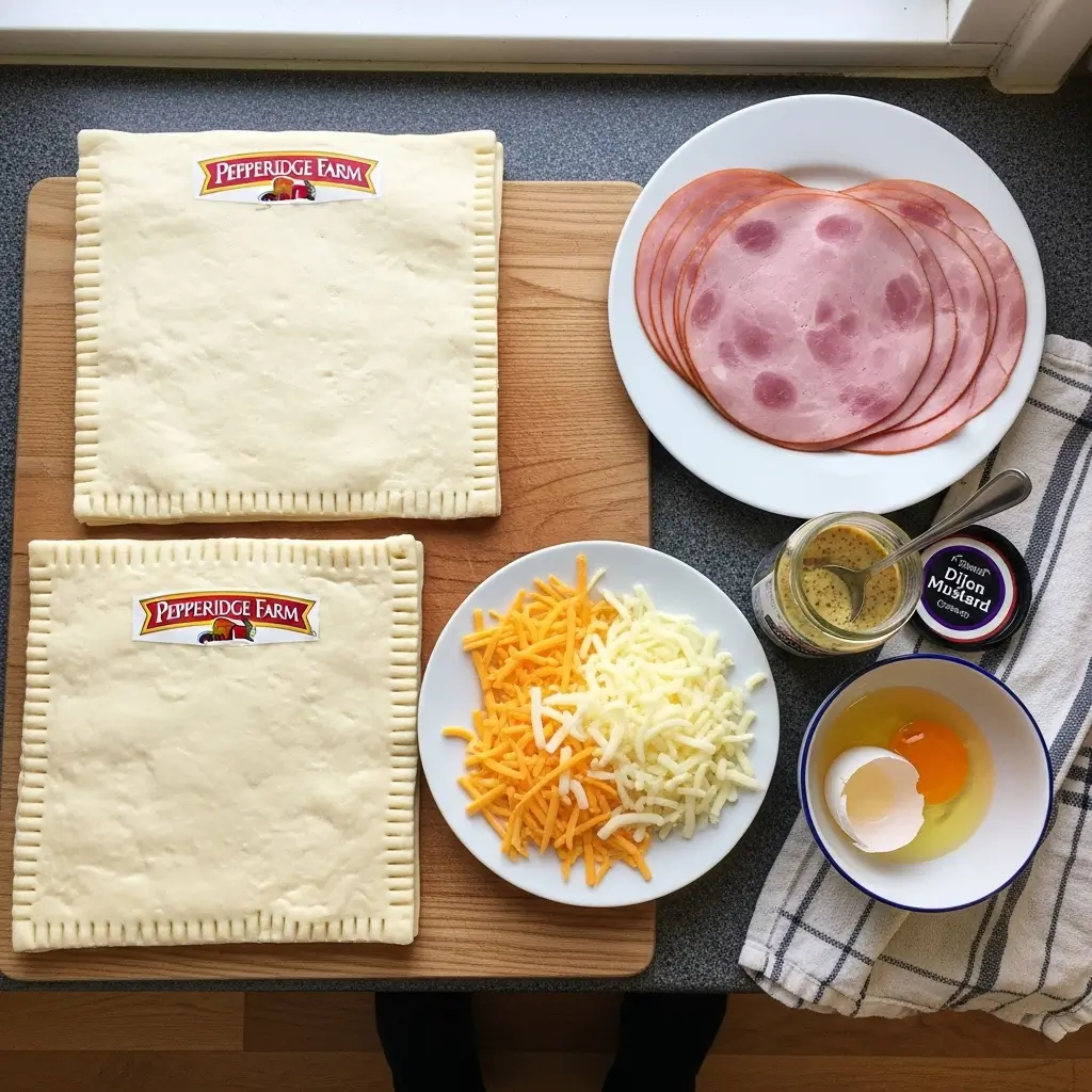 Ham and Cheese Puff Pastry Christmas Trees