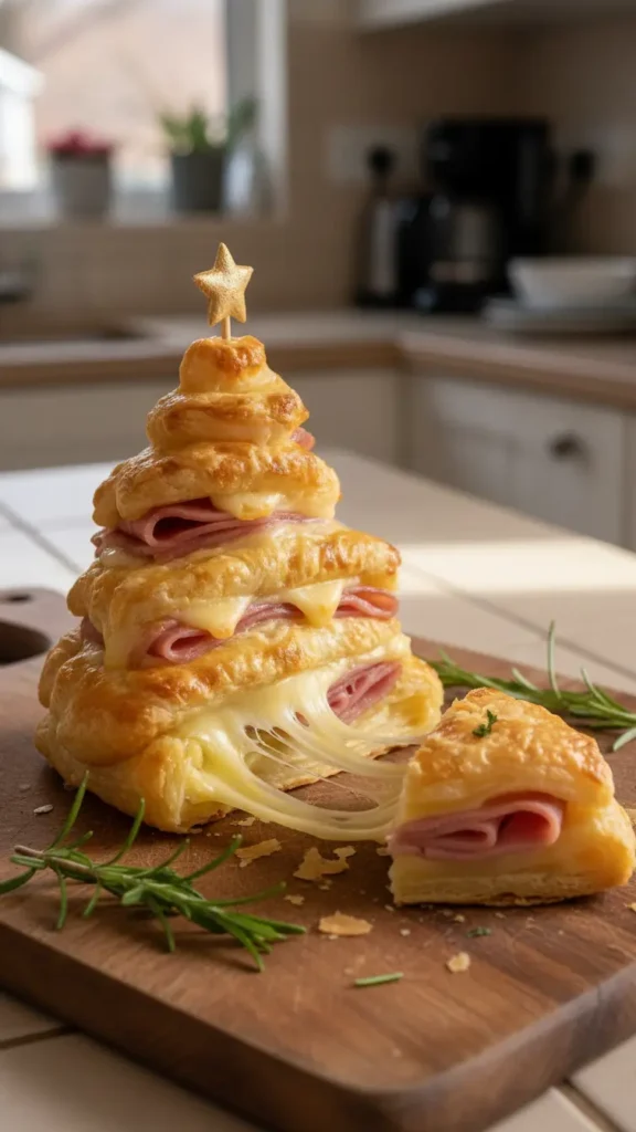 Ham and Cheese Puff Pastry Christmas Trees